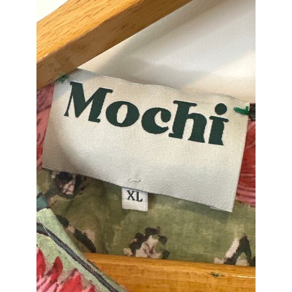 All Things Mochi Red Green Floral Cotton Tie Back Shift Dress Size XL - Picture 5 of 14